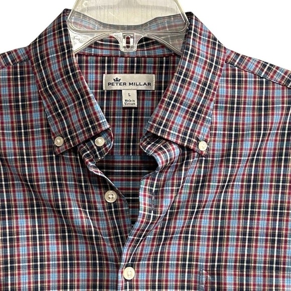 Peter Millar Men's Plaid Button-Down Shirt Multicolor Size L Long Sleeve - Picture 3 of 13